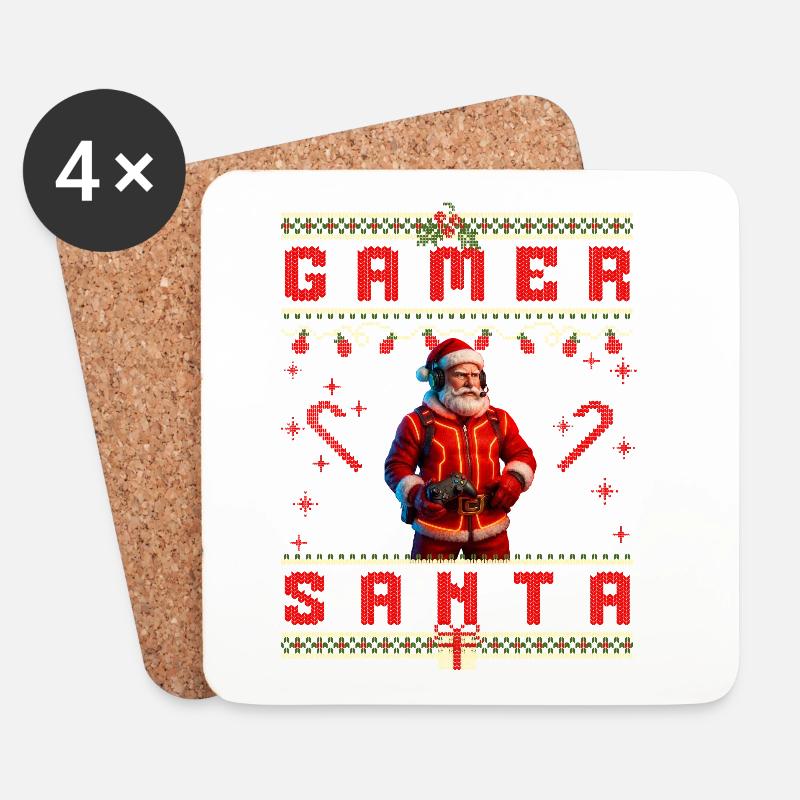 Gamer Santa - Untersetzer (4er-Set) - Weiß