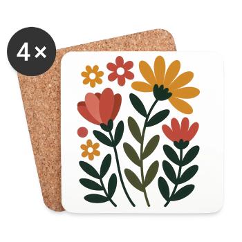 Fleurs bohèmes – Harmonie épanouie - Dessous de verre (lot de 4) - blanc - Devant