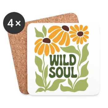 Wild Soul – Ambiance florale rétro - Dessous de verre (lot de 4) - blanc - Devant