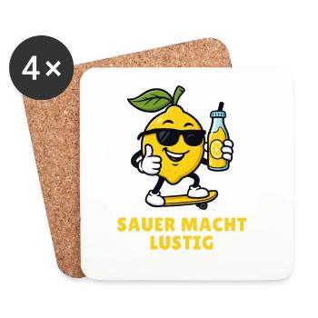 Sour fait des illustrations amusantes de fruits de citron - Dessous de verre (lot de 4) - blanc - Devant