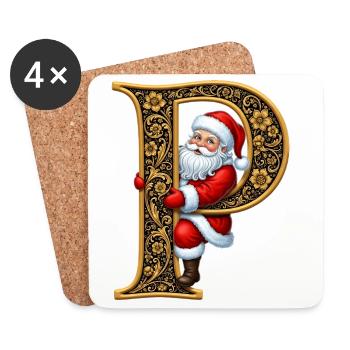 Golden P Weihnachten mit dem Weihnachtsmann - Untersetzer (4er-Set) - Weiß - Vorne