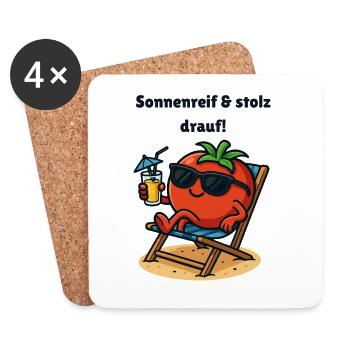 Givre solaire et caricature de tomate fière - Dessous de verre (lot de 4) - blanc - Devant
