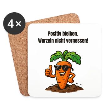 Karotte : Wurzeln nicht vergessen karikatur  - Untersetzer (4er-Set) - Weiß - Vorne
