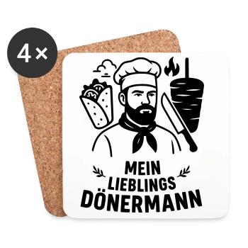 Favorite kebab man - Coasters (set of 4) - white - Front