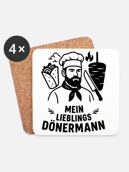 Lieblings Dönermann - Untersetzer (4er-Set) - Weiß