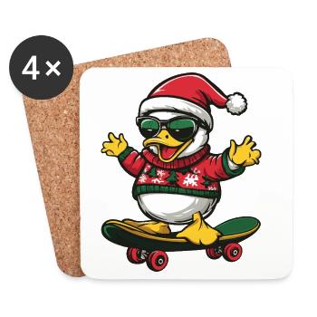 Canard Noël Drôle - Dessous de verre (lot de 4) - blanc - Devant