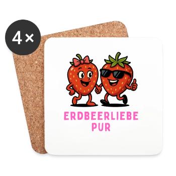 Erdbeerliebe Pur – Fruchtige Freundschaft - Untersetzer (4er-Set) - Weiß - Vorne