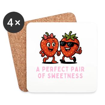 Strawberry Friends Duo Fruits Illustrations - Coasters (set of 4) - white - Front