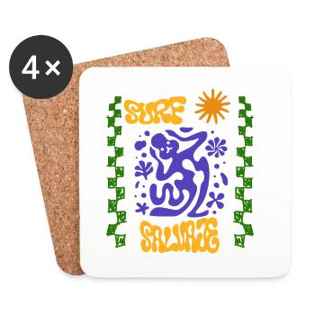 Psychedelische Surf Salvaje - Untersetzer (4er-Set) - Weiß - Vorne