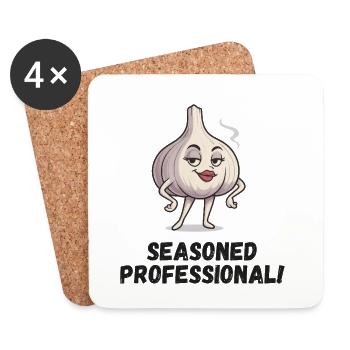 Garlic Lady - Confident Caricature - Coasters (set of 4) - white - Front