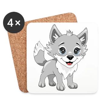 Mignon bébé loup souriant - Dessous de verre (lot de 4) - blanc - Devant