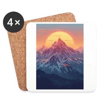 Montagnes au Soleil Pastel - Dessous de verre (lot de 4) - blanc - Devant
