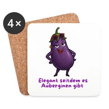 Elegante Auberginen Gemüse Motiv Illustration - Untersetzer (4er-Set) - Weiß - Vorne