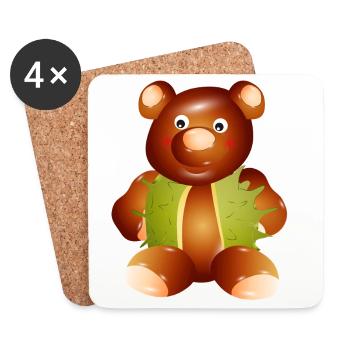 Zauberhafter Kastanien-Teddybär–Kindheit & Basteln - Untersetzer (4er-Set) - Weiß - Vorne