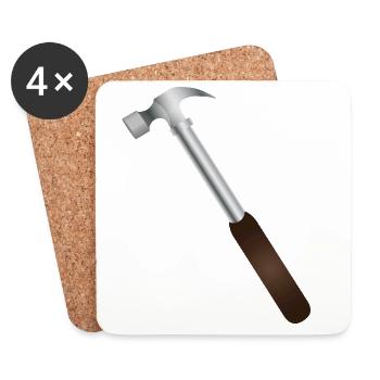 Zimmermannshammer – Symbol echter Handwerkskunst - Untersetzer (4er-Set) - Weiß - Vorne
