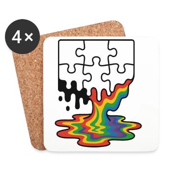 Rainbow Melt Puzzle Splash - Untersetzer (4er-Set) - Weiß - Vorne