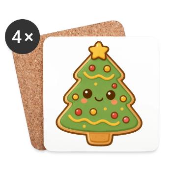 Weihnachtsbaum Keks - Untersetzer (4er-Set) - Weiß - Vorne