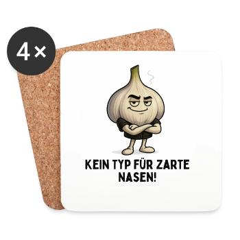 Garlic - Not a Type for Tender Noses Cartoon - Coasters (set of 4) - white - Front