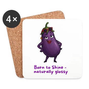 Born to Shine – Natürlich Glossy Aubergine  - Untersetzer (4er-Set) - Weiß - Vorne