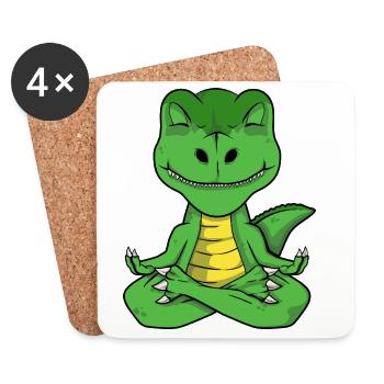 T-Rex Yoga Pose Yoga Fille Drôle Dinosaure Yoga - Dessous de verre (lot de 4) - blanc - Devant