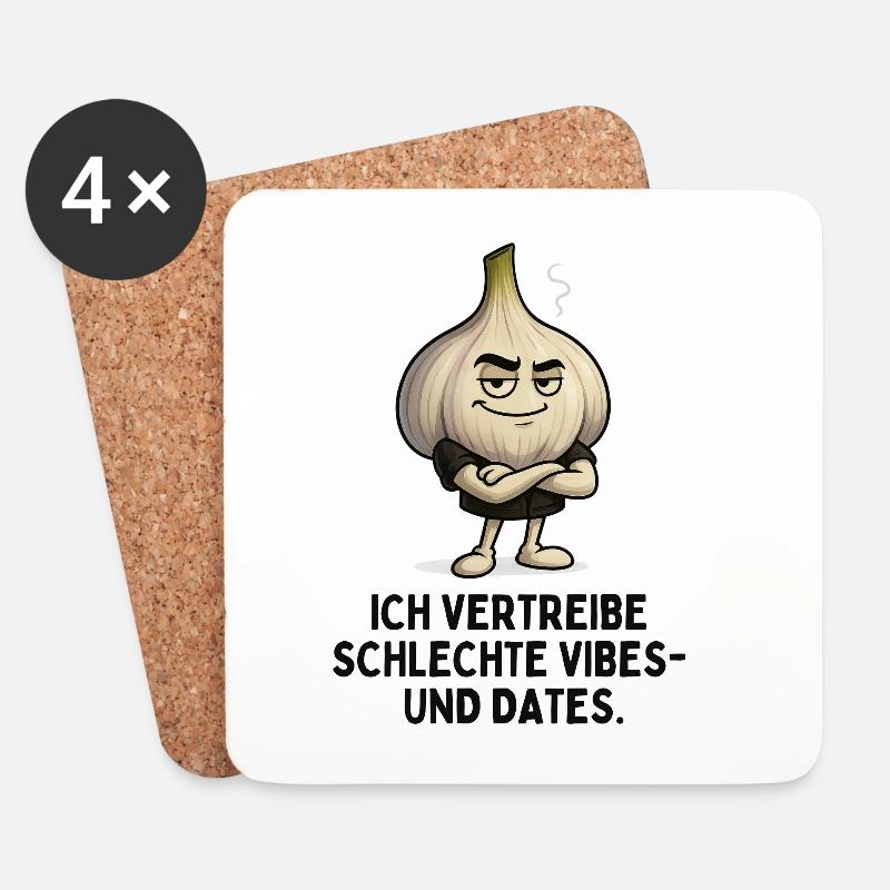 Knoblauch Vibes Gegen Schlechte Dates - Untersetzer (4er-Set) - Weiß