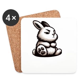 Talk to the paw rabbit bunny bunny long-eared rabbit - Coasters (set of 4) - white - Front