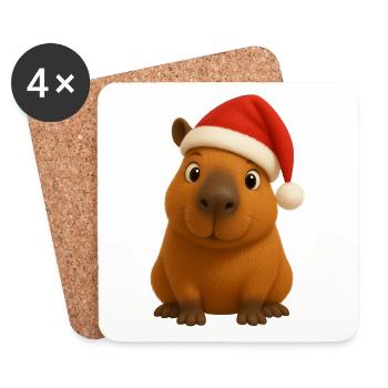 Noël de Capybara - Dessous de verre (lot de 4) - blanc - Devant