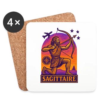 Signe astrologique du Sagittaire - Astrologie - Dessous de verre (lot de 4) - blanc - Devant