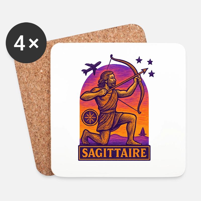 Sternzeichen Schütze - Astrologie - Untersetzer (4er-Set) - Weiß