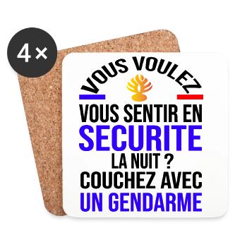 Se sentir en sécurité - Dessous de verre (lot de 4) - blanc - Devant