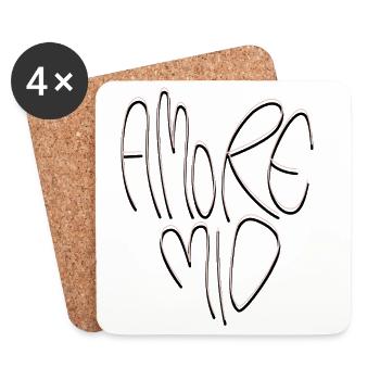 Amore Mio Lettering - Coasters (set of 4) - white - Front