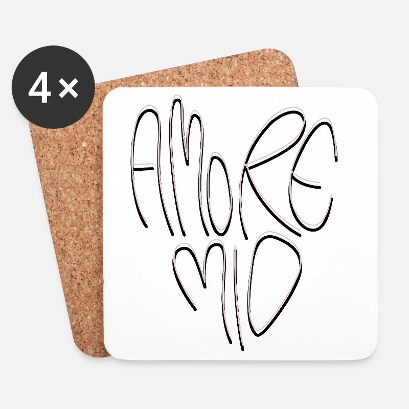 Amore Mio Schriftzug - Untersetzer (4er-Set) - Weiß