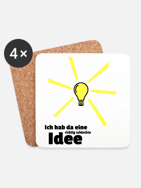 schlechte Idee - Untersetzer (4er-Set) - Weiß