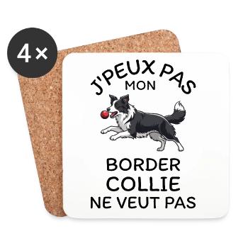 Puppy Border Collie Ball - Coasters (set of 4) - white - Front