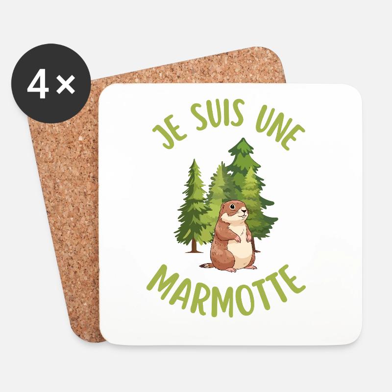 Ich bin ein Murmeltier im Wald - Untersetzer (4er-Set) - Weiß