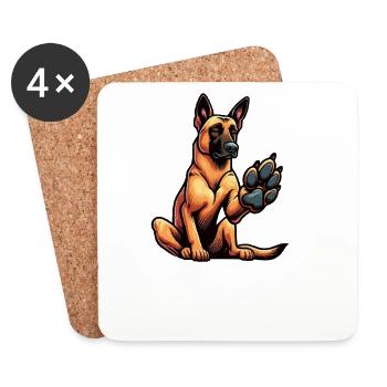 Talk to the Paw Malinois Belgian Shepherd - Coasters (set of 4) - white - Front