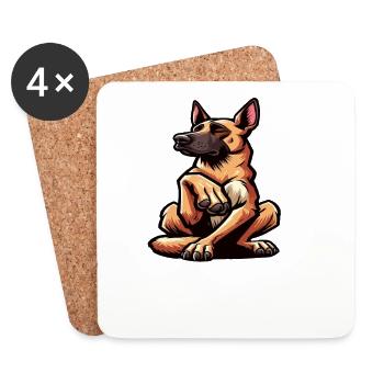 Parlez à la patte du berger belge malinois - Dessous de verre (lot de 4) - blanc - Devant