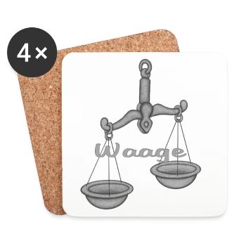 Signe du zodiaque Balance - Dessous de verre (lot de 4) - blanc - Devant