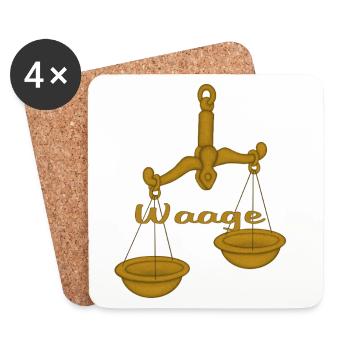 Signe du zodiaque Balance - Dessous de verre (lot de 4) - blanc - Devant