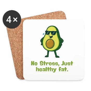 Avocado Relax Gesundes Fett Motto karikatur  - Untersetzer (4er-Set) - Weiß - Vorne