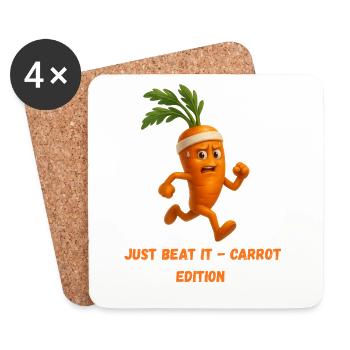 Carrot with Headband Running Edition Caricature - Coasters (set of 4) - white - Front