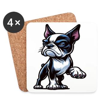 Boston Terrier Propriétaire du Boston Terrier Bosti - Dessous de verre (lot de 4) - blanc - Devant
