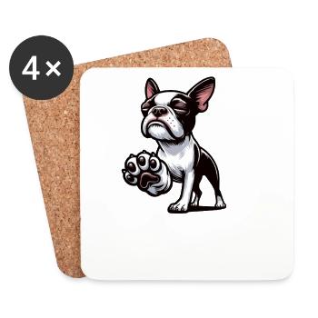 Talk to the Paw Boston Boston terrier Bostie Bosti - Untersetzer (4er-Set) - Weiß - Vorne