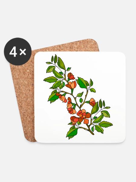 Blumen - Untersetzer (4er-Set) - Weiß