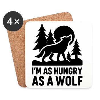 hungry wolf hungry - Coasters (set of 4) - white - Front