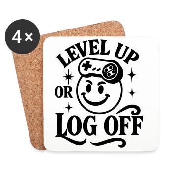 Level Up Chemise rétro Gamer Pixel Zocker Smiley - Dessous de verre (lot de 4) - blanc - Devant