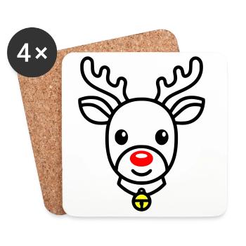 Süßes Rentier | Rudolph für Weihnachten - Untersetzer (4er-Set) - Weiß - Vorne