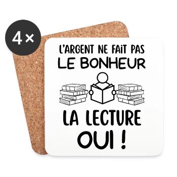 humour lecture livres - Dessous de verre (lot de 4) - blanc - Devant
