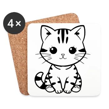 Katze Kätzchen Katzenshirt Geschenk - Untersetzer (4er-Set) - Weiß - Vorne
