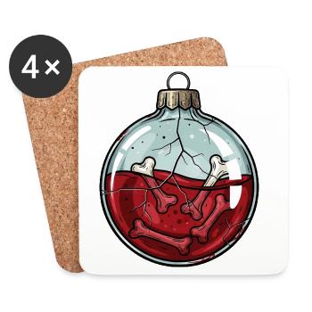 Creepy Skeleton Christmas Ball Horror Gothic - Coasters (set of 4) - white - Front
